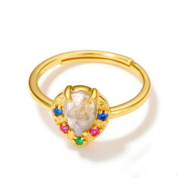 ラブラドライトのリング　ラブラドライト　ルビー　SILVER　フリーサイズ　 0163