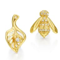 蜜蜂と葉っぱのピアス SILVER  0170