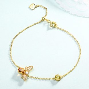 ＜受注制作＞蜜蜂のペンダント　可愛い　　シトリン　11月誕生石　0176 受注制作＞蜜蜂のペンダント 可愛い スタイリッシュ シトリン 11