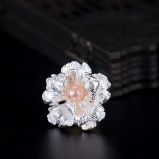 牡丹(ボタン)のピンブローチ ぼたん SILVER 0242