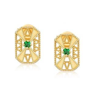 透かしのピアス エメラルド オシャレ 0312