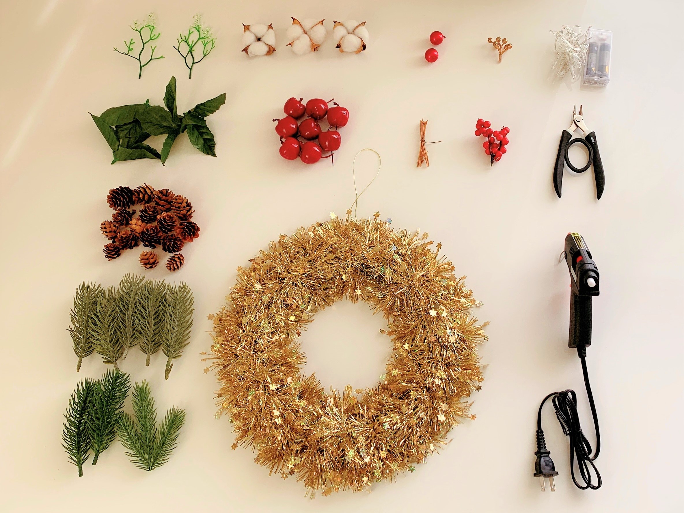 用意する物 クリスマスリース
