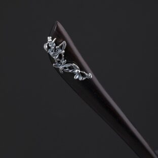ランの花のかんざし 黒檀 シルバー K004