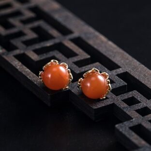 花のピアス 花 瑪瑙 シルバー P011