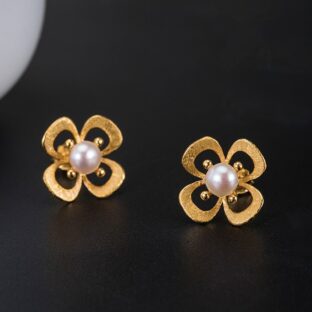 花のピアス はなパール シルバー P017