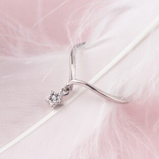 V字リング 揺れる星 自分にご褒美 プレゼント ギフト 0109