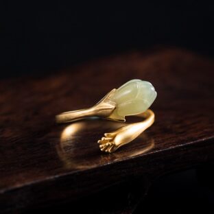 花のリング ネフライト シルバー プレゼント R123