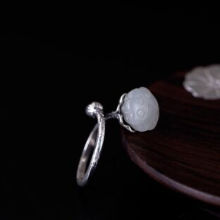 蓮のリング はす ネフライト シルバー R127