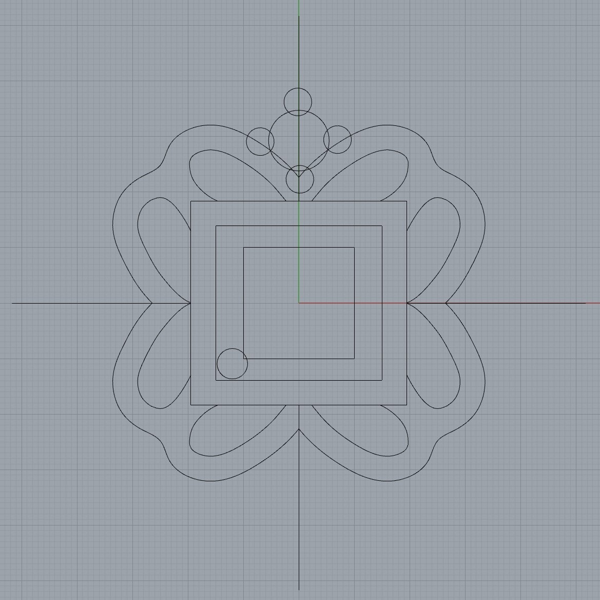 デザイン画を確認しながら、線を描いていきます。	 左右対称のため、半分だけ描いて反転します。