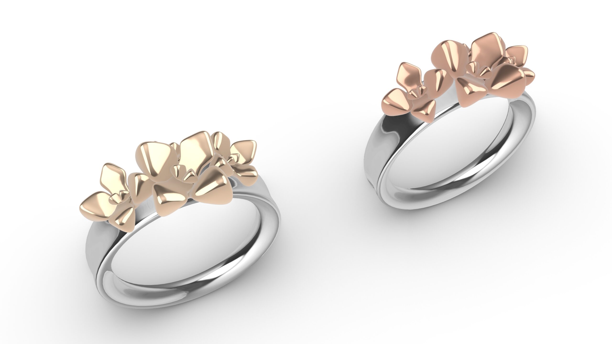 ピンクゴールド　左：K18PG　右：K10PG