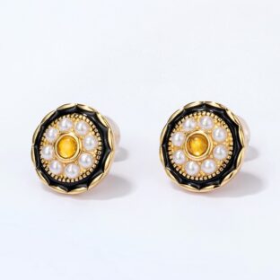 こはくのピアス 琥珀 パール イエローゴールド 0188