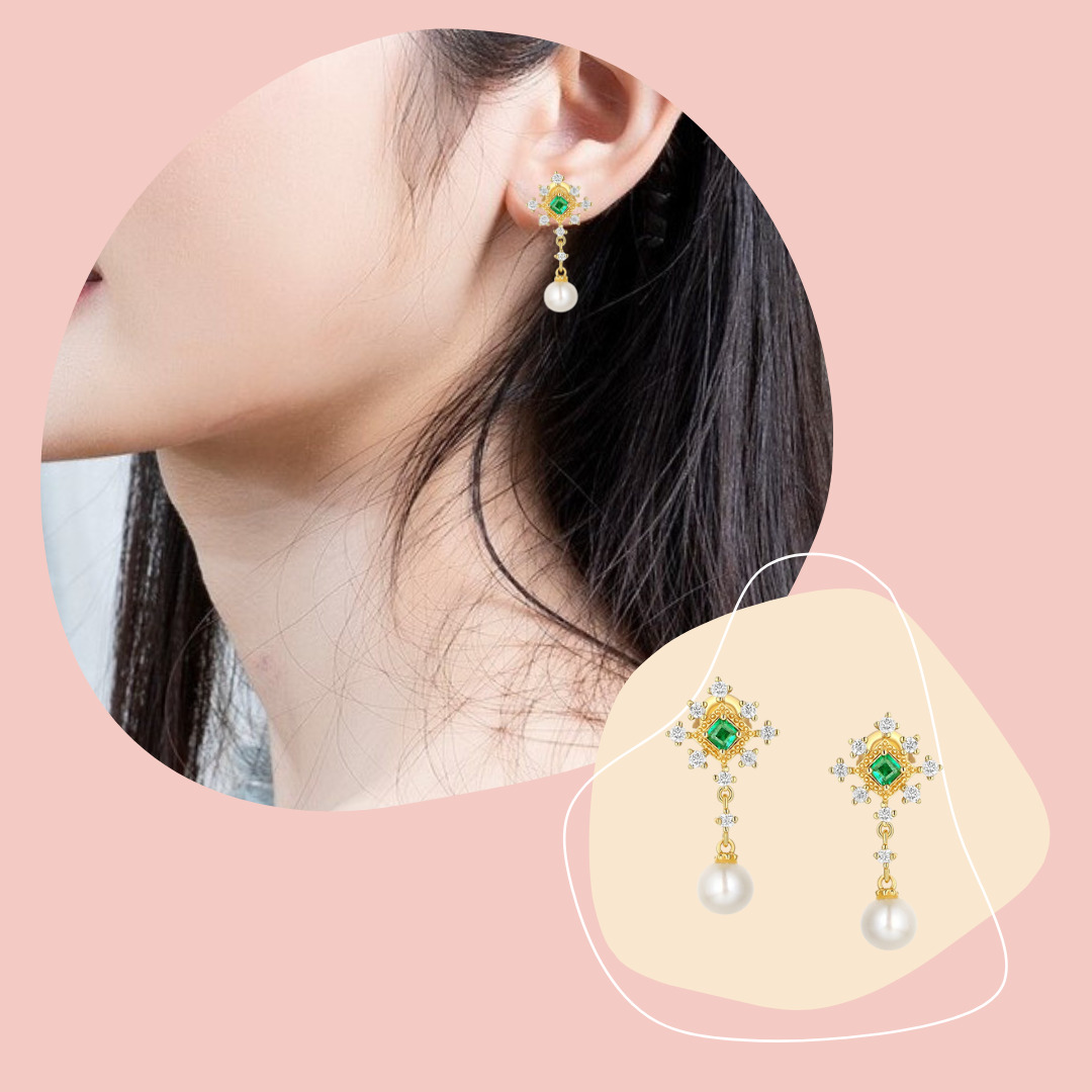 エレガントなパールピアス