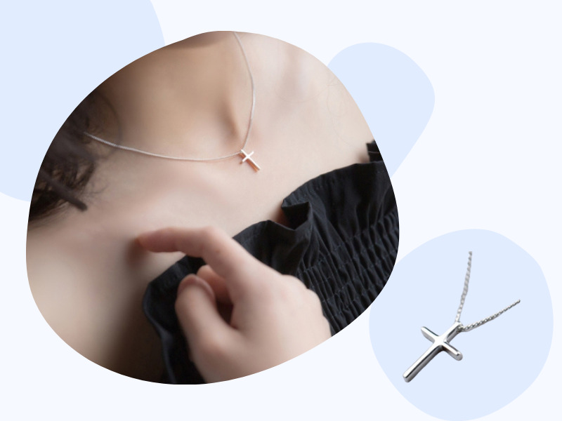 十字架のペンダント 鎖骨 シルバー SILVER925 かわいい スタイリッシュ　0049