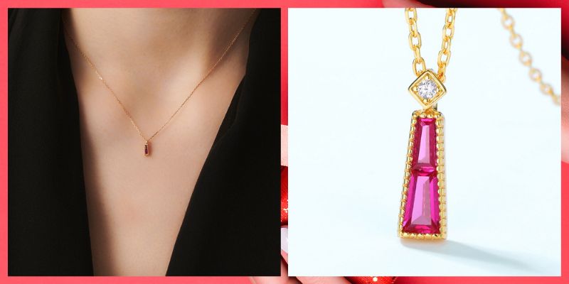 シンプルなデザインのルビーネックレス