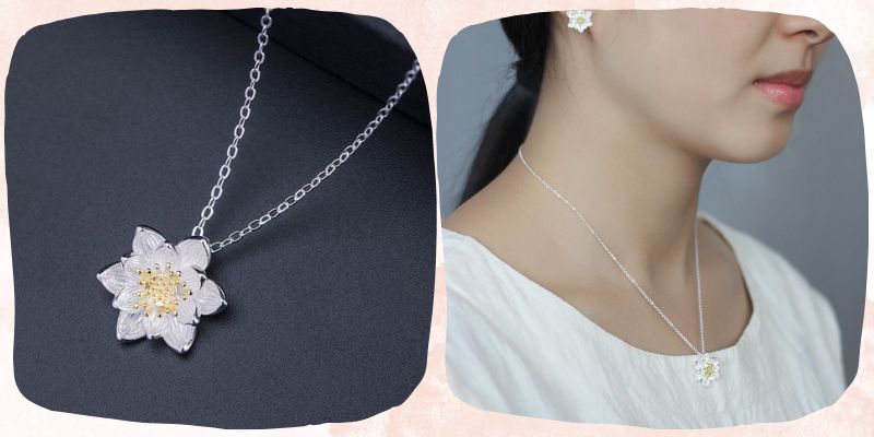 シンプルなデザインで、どんな服装にも合わせやすい「蓮の花ネックレス」