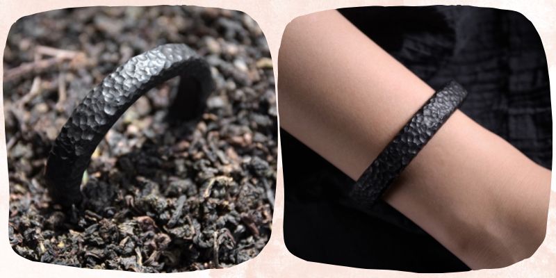 シンプルなデザインで、どんなスタイルにも合わせやすい「黒檀バングル」