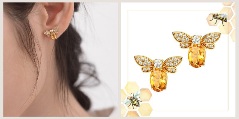 キュートなイメージの蜜蜂モチーフのピアス