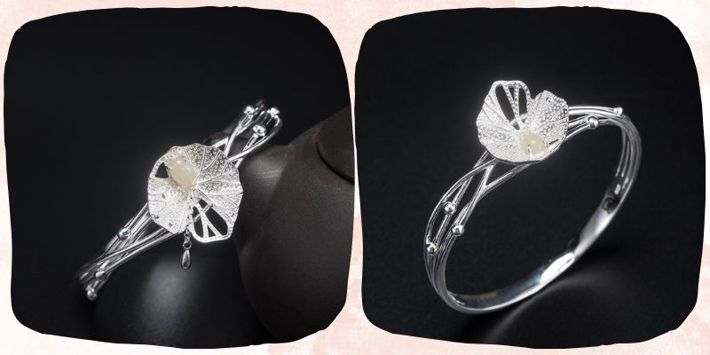 ボリューム感があって、存在感がある「蓮の花バングル」