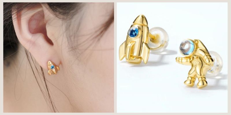 宇宙飛行士と宇宙船のピアス