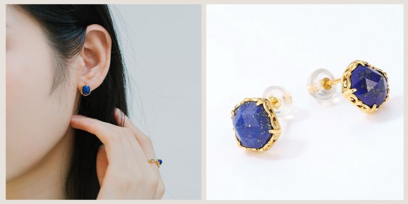 高貴な印象のラピスラズリのピアス
