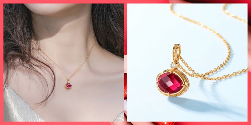 大粒のルビーネックレス