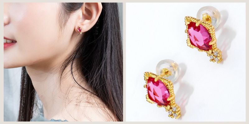 ピアス レディース 花 フラワー 18金 ルビー ゆ...+sobrape.com.br