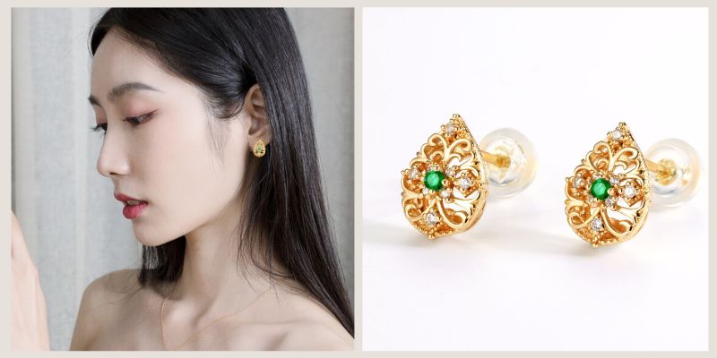 ゴールドカラーが高級感を演出するピアス