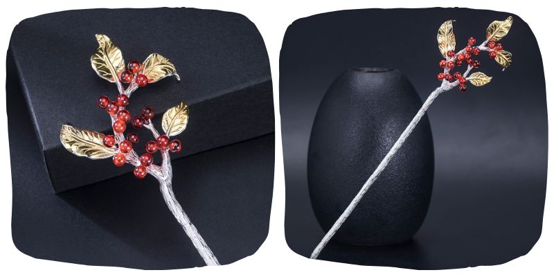 華やかな宝石入りかんざし