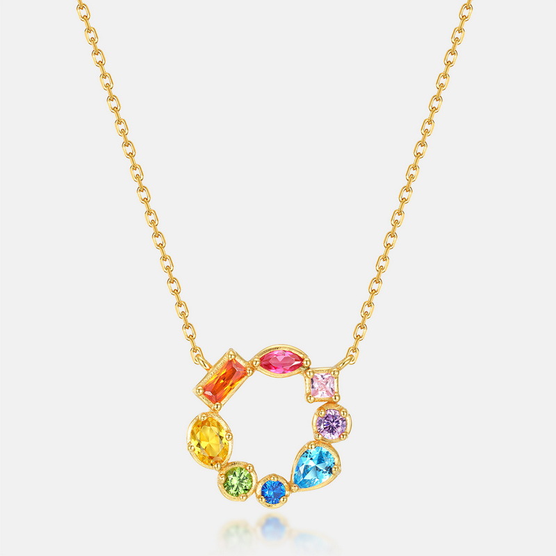 虹色の宝石ペンダント – 華やかな印象と幸せな気持ちを与える0655