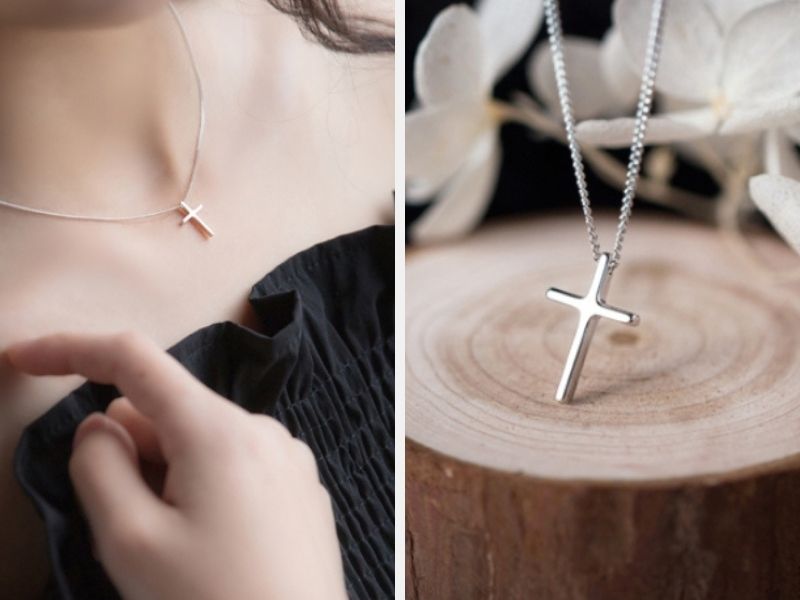十字架のペンダント 鎖骨 シルバー SILVER925 かわいい スタイリッシュ　0049