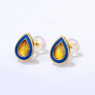 琥珀のピアス シルバー925 こはく  0156