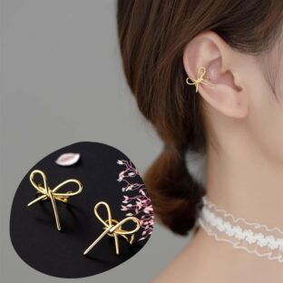 リボンのイヤーカフ – 耳元で優雅な曲線が華やかさを引き立てる i032