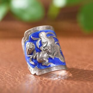 蛙と蓮の花のリング – 日本の伝統美を感じさせる繊細なアクセサリー R339