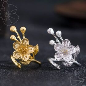 花海棠のリング - 銀色と金色の2種類で個性をプラス　R368